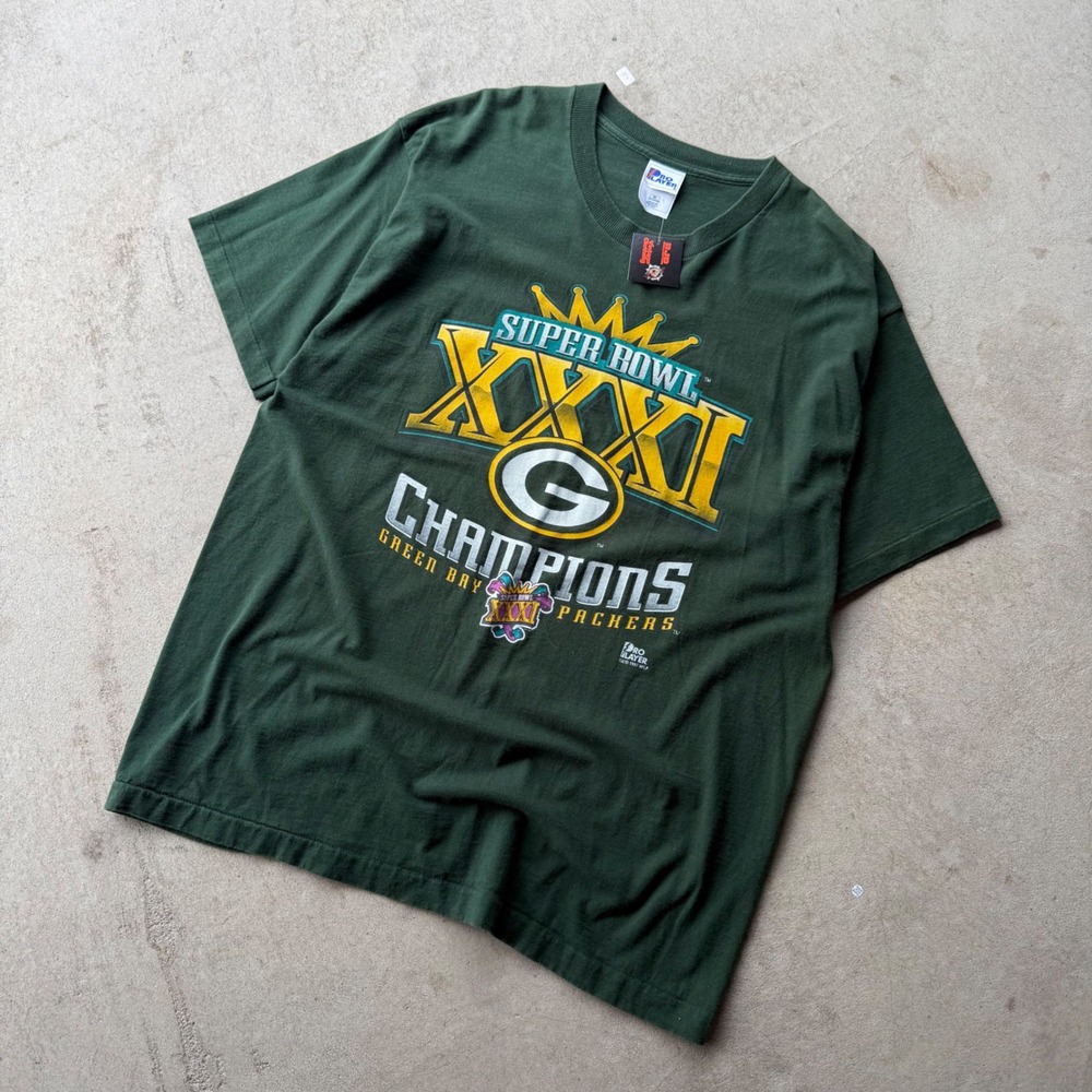 90s Mens Pro Layer Green‎ Bay Packers Super Bowl XXXI Champions T-Shirt XL